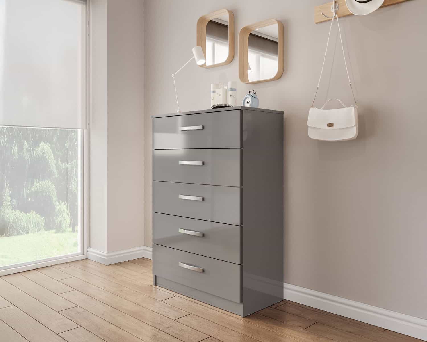 Lynx 5 Drawer Chest - Grey - Image 3