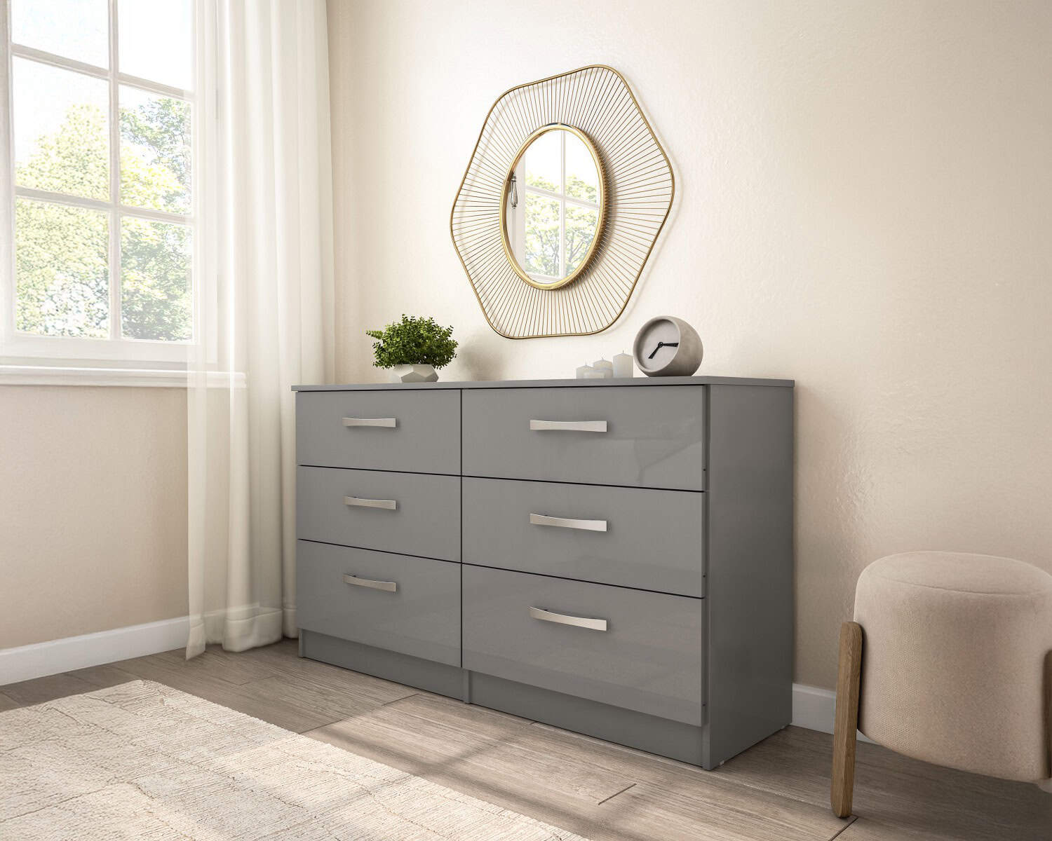 Lynx 6 Drawer Chest - Grey - Image 3
