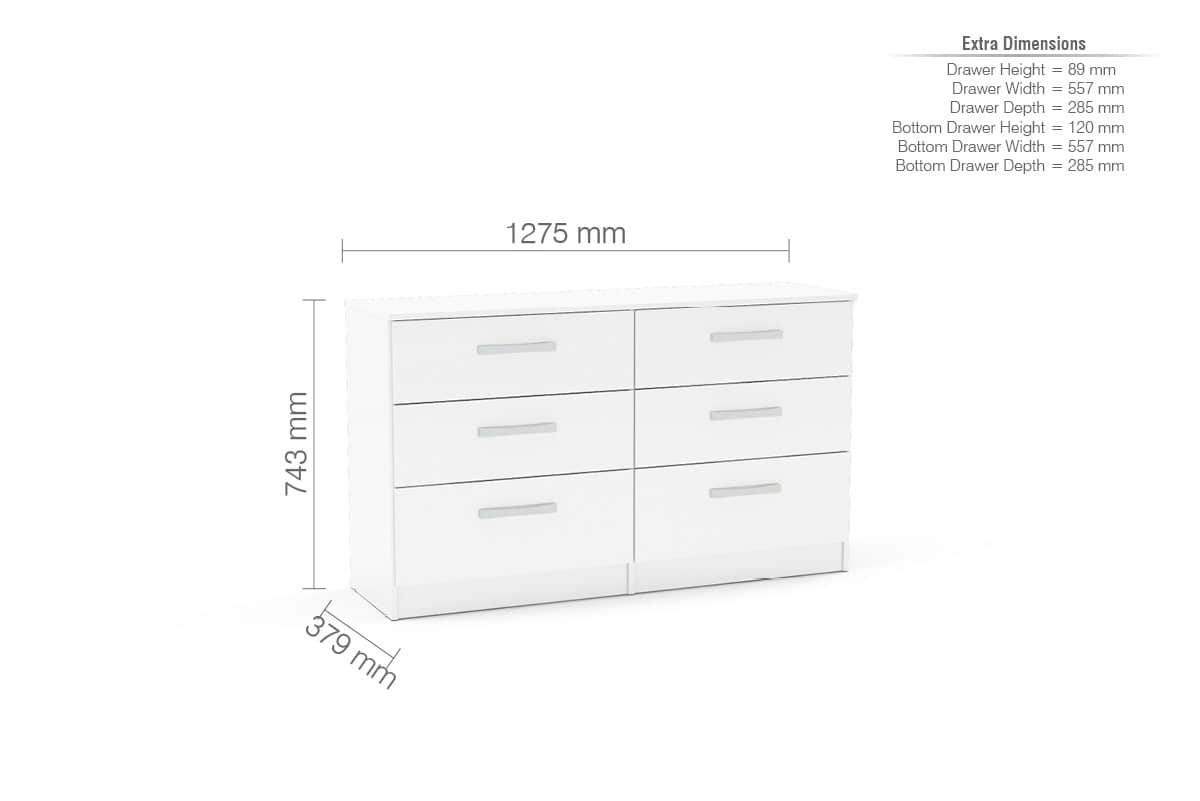 Lynx 6 Drawer Chest - White - Image 2