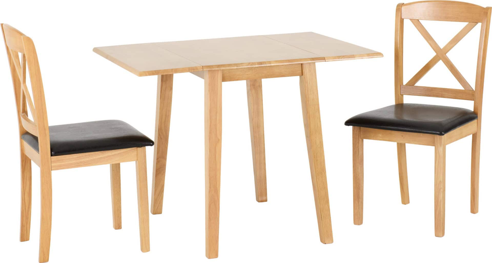 Mason Drop Leaf Dining Set - Oak Varnish/Brown Faux Leather - Image 2