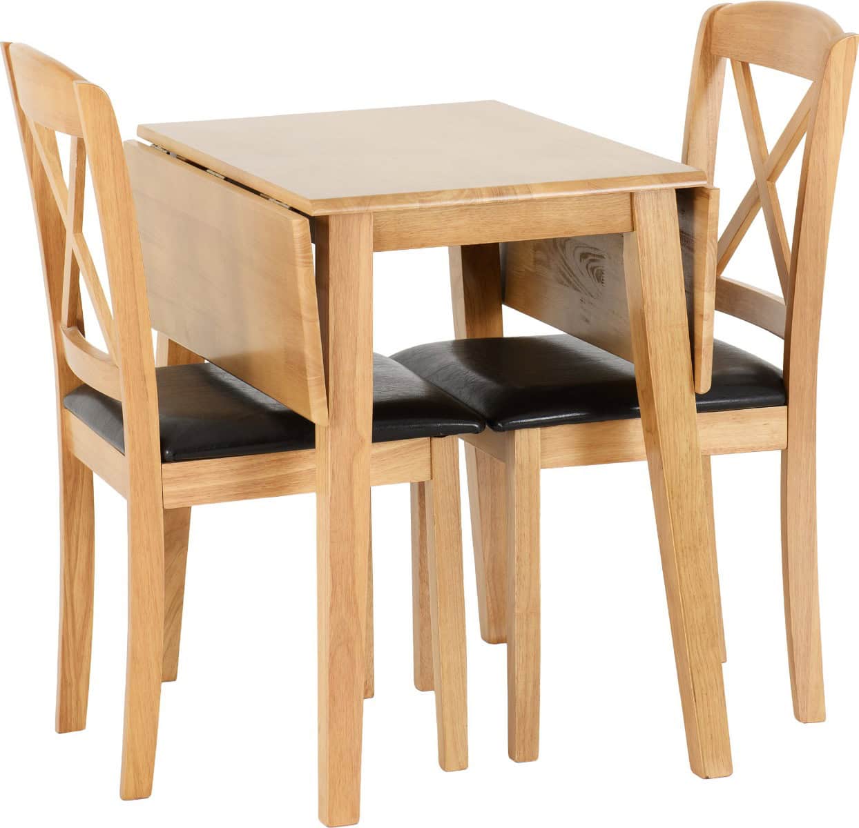 Mason Drop Leaf Dining Set - Oak Varnish/Brown Faux Leather - Image 3