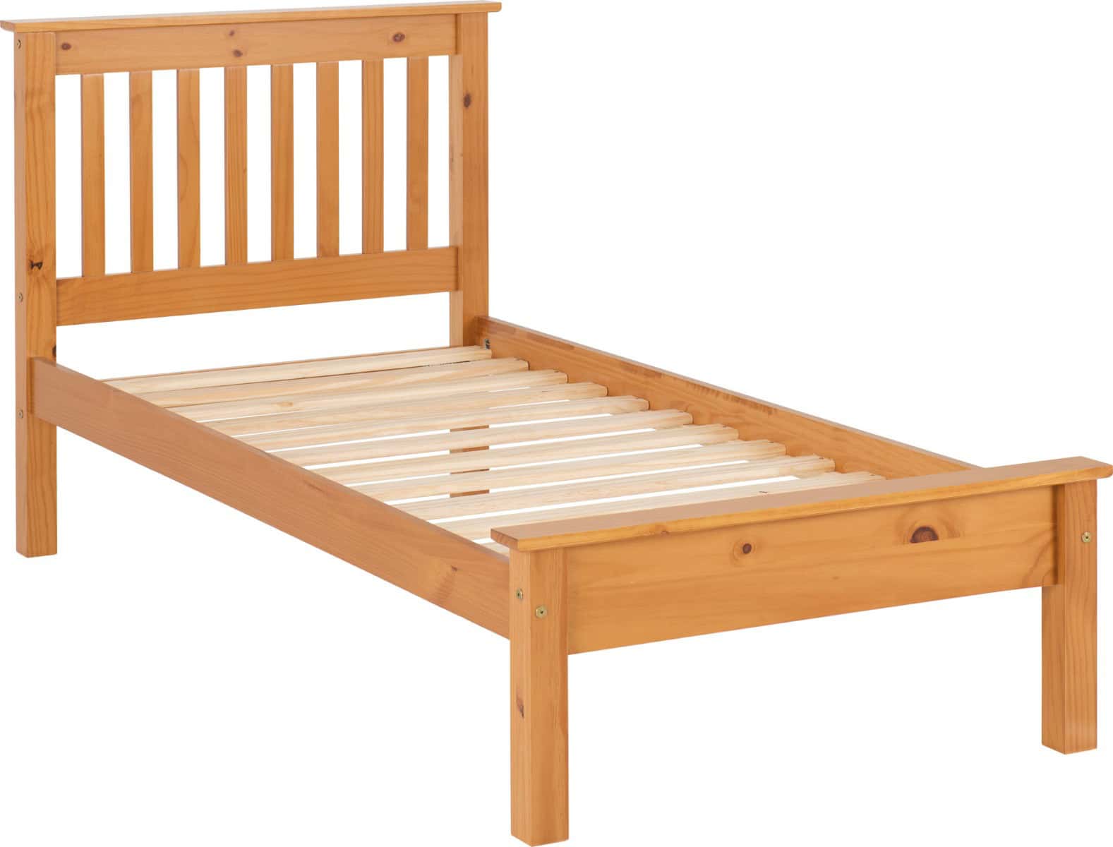 Monaco 3ft Low End Bedframe – Distressed Waxed Pine