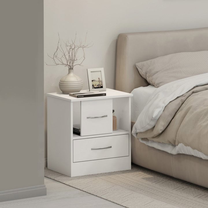 Nevada Sliding Door Bedside (Set of 2) – White Gloss