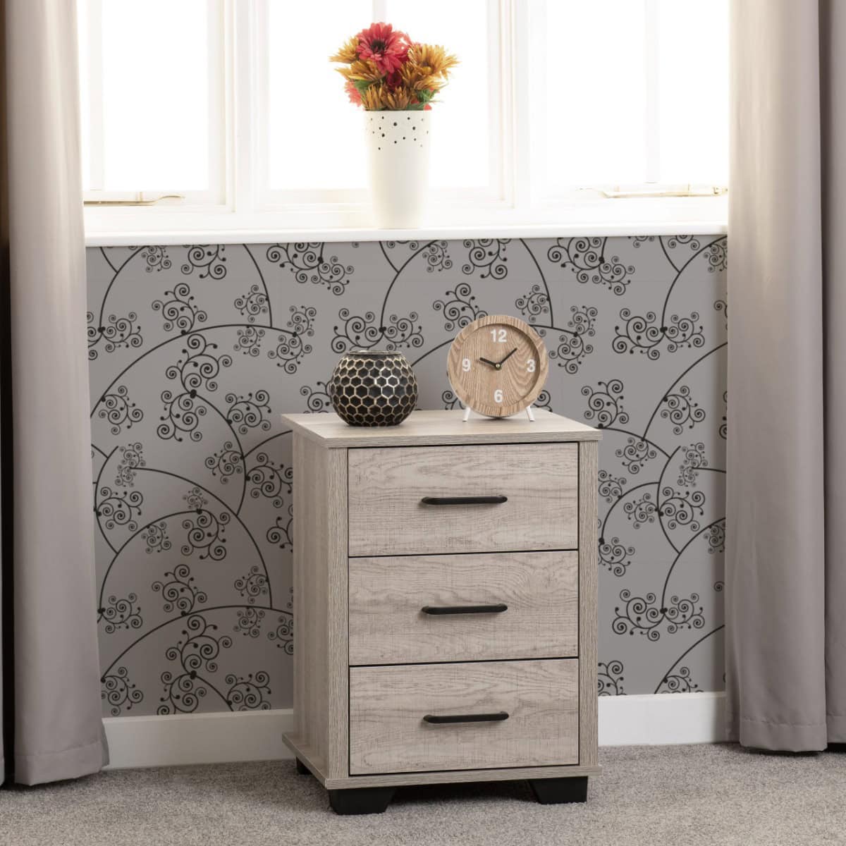 Oliver 3 Drawer Bedside - Light Oak Effect - Image 7