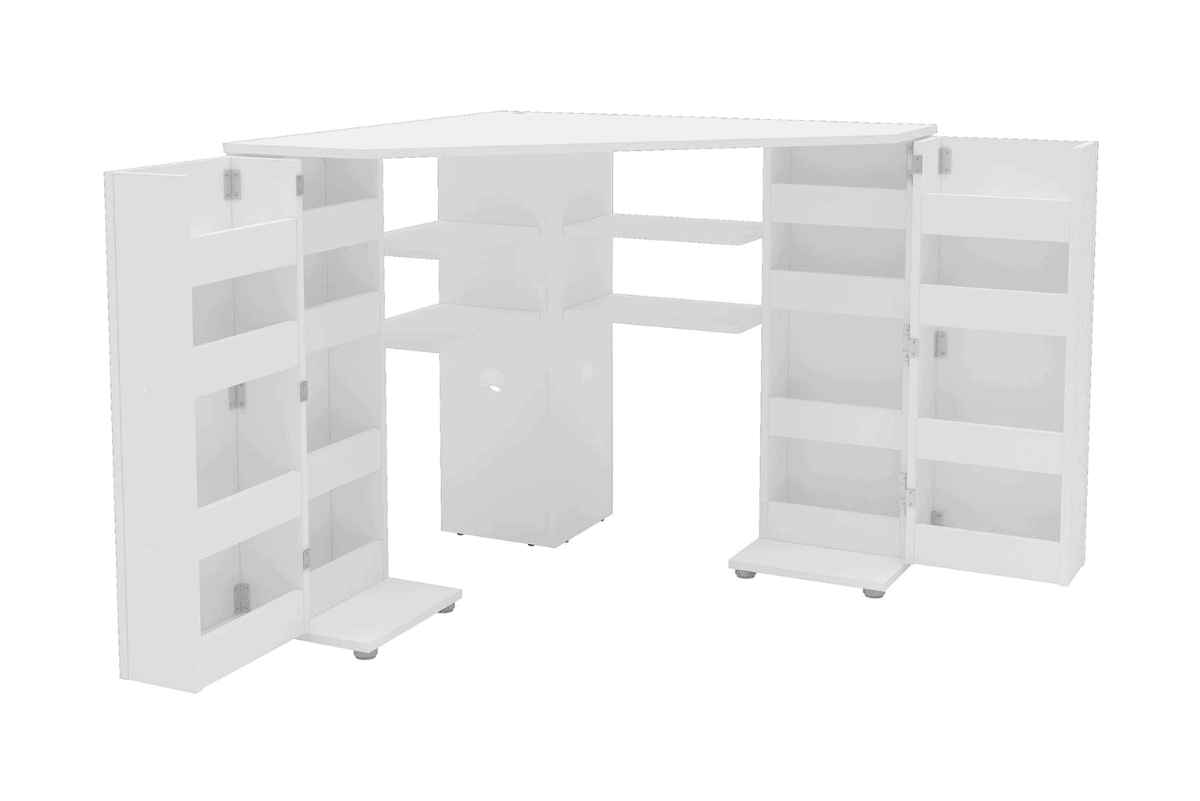 Olivia Corner Dressing Table with Storage - White - Image 4