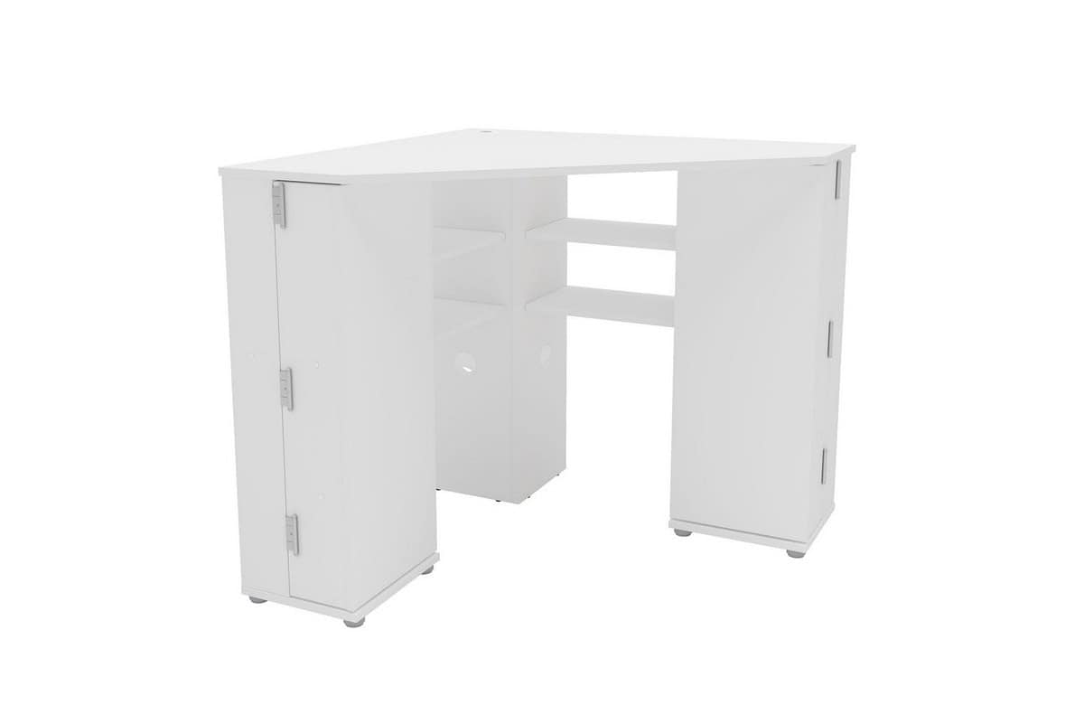 Olivia Corner Dressing Table with Storage - White - Image 3