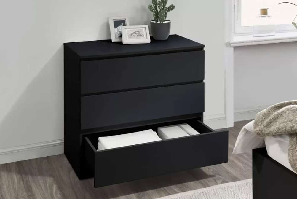 Oslo 3 Drawer Chest - Black - Image 2