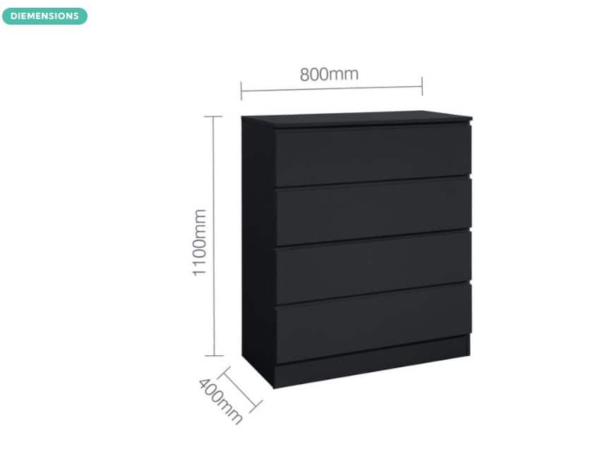 Oslo 4 Drawer Chest - Black - Image 5