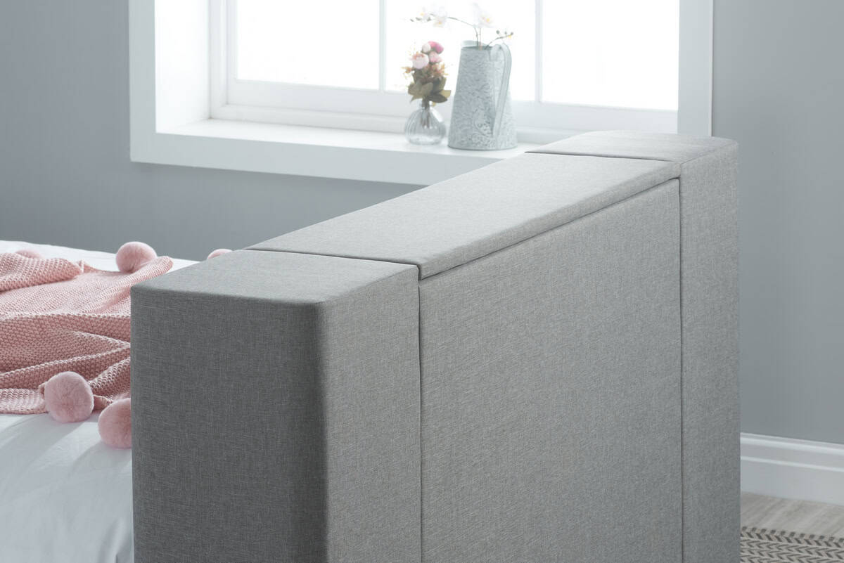 Plaza 4ft6 TV Bed - Grey Fabric - Image 4