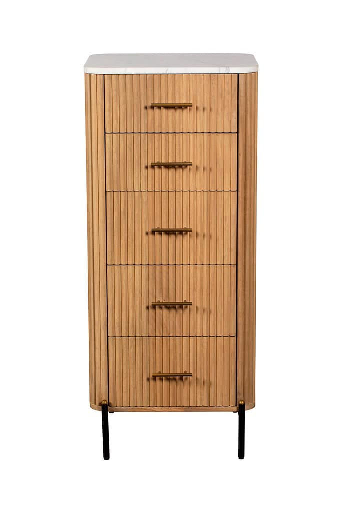 Baker Furniture Reed 5 Drawer Tall Chest - Mango Wood - Image 2