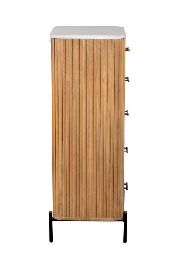 Baker Furniture Reed 5 Drawer Tall Chest - Mango Wood - Image 3