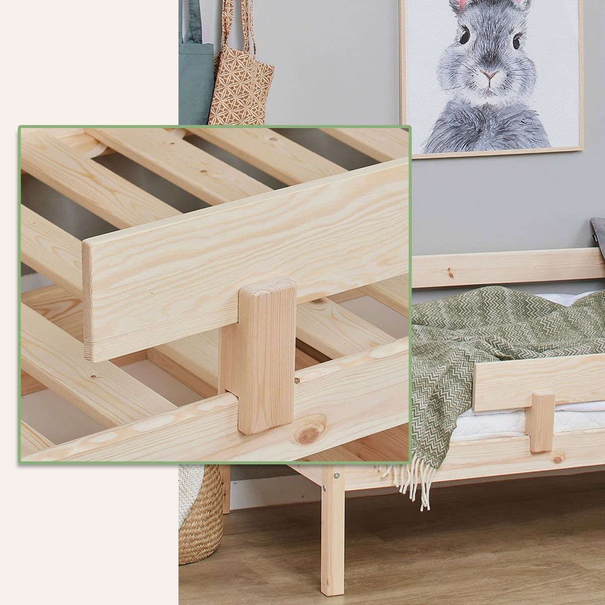 Hoppekids Shorty Daybed with Safety Rail - Natural - Image 3