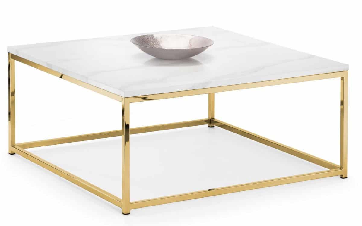 Karra Coffee Table - White Marble & Gold - Image 2