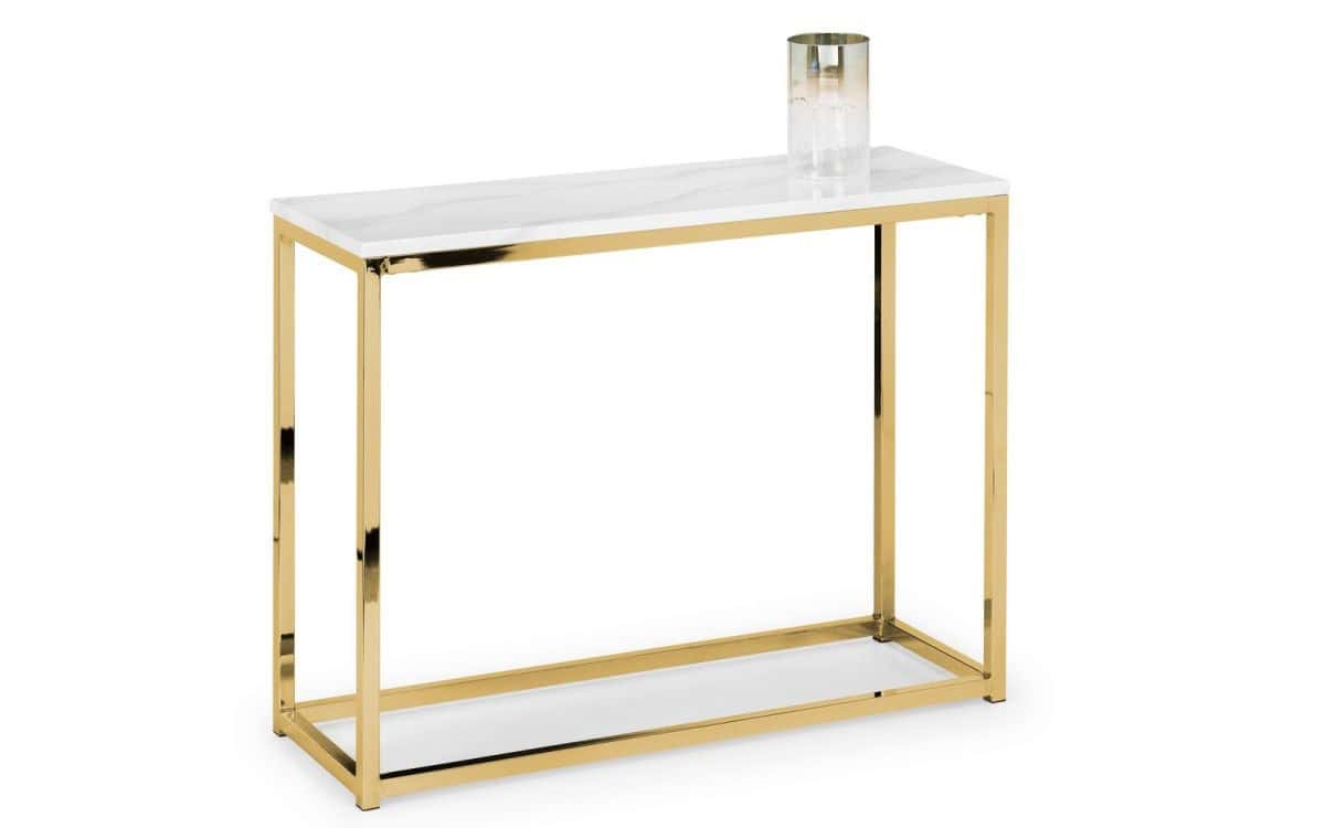 Karra Console Table - White Marble & Gold - Image 2