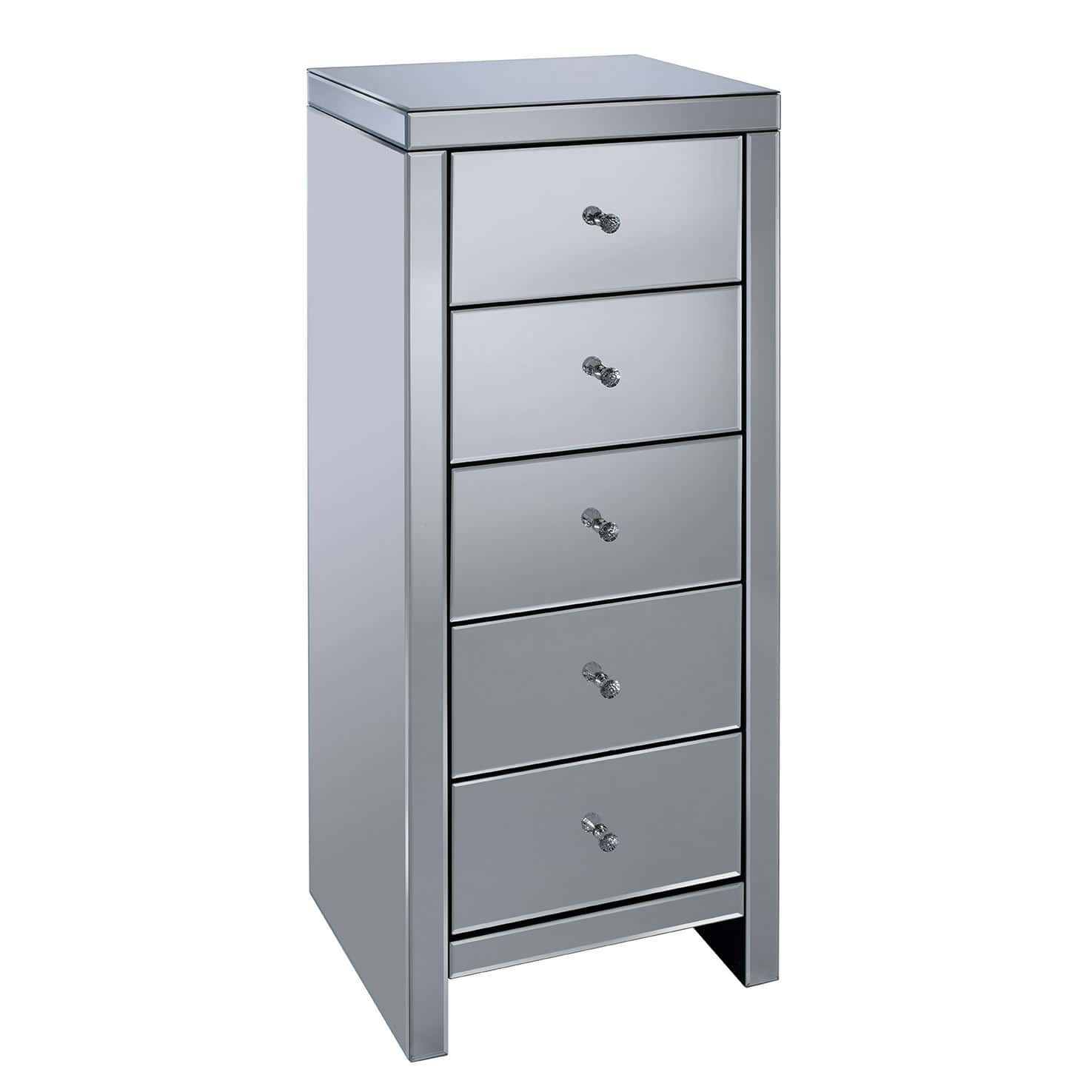 Seville Mirrored 5 Drawer Narrow Chest - Image 2