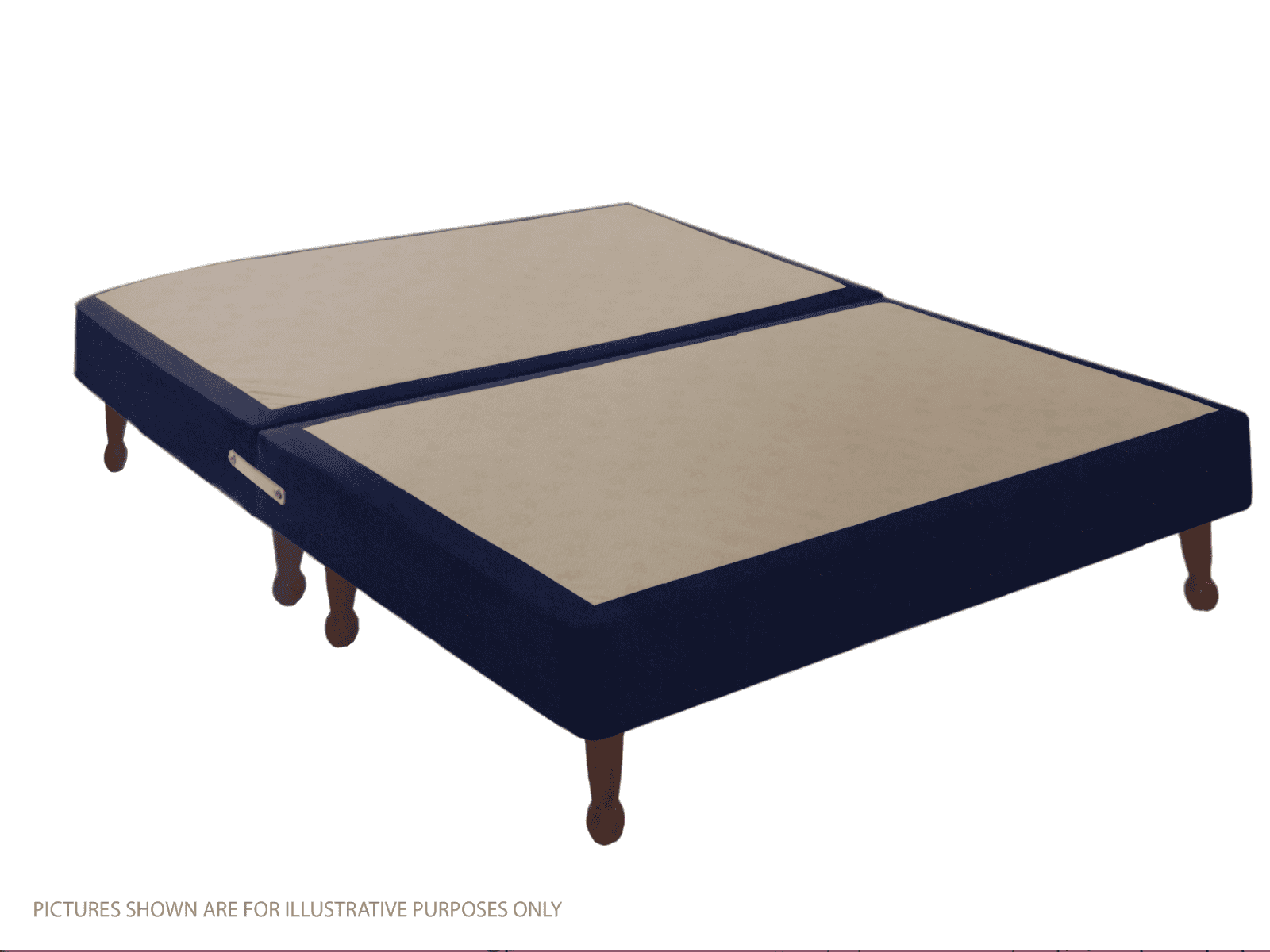 Apollo 5ft Velvet Navy Blue Shallow Divan Base on Legs - Image 2