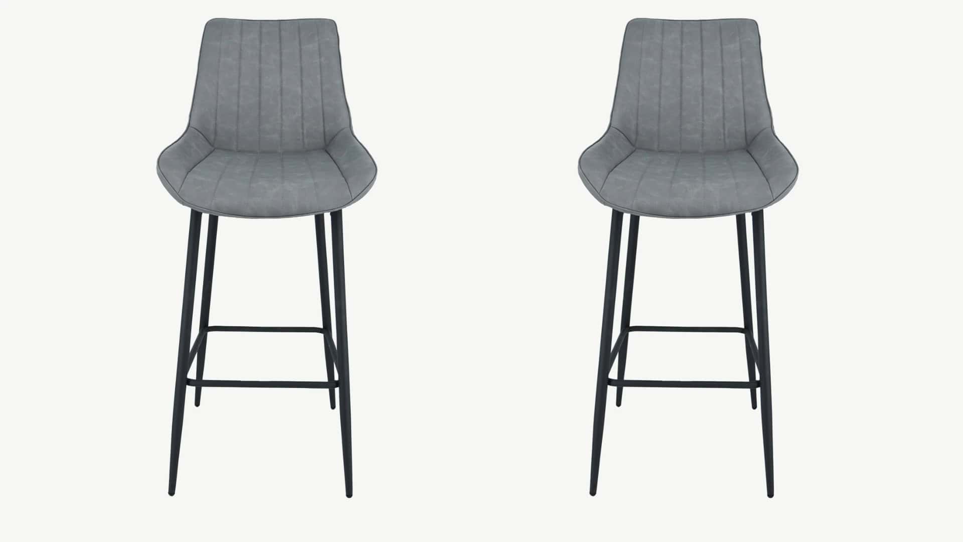 Anglia Stool – Antique Grey Faux Leather (Set of 2)