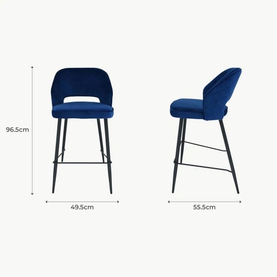 Sutton Stool - Navy Velvet (Set of 2) - Image 6