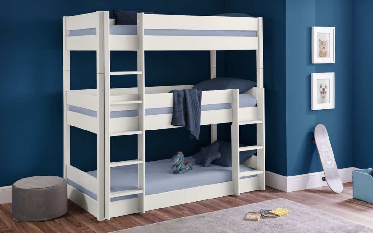 Triplet Bunk Bed – Surf White
