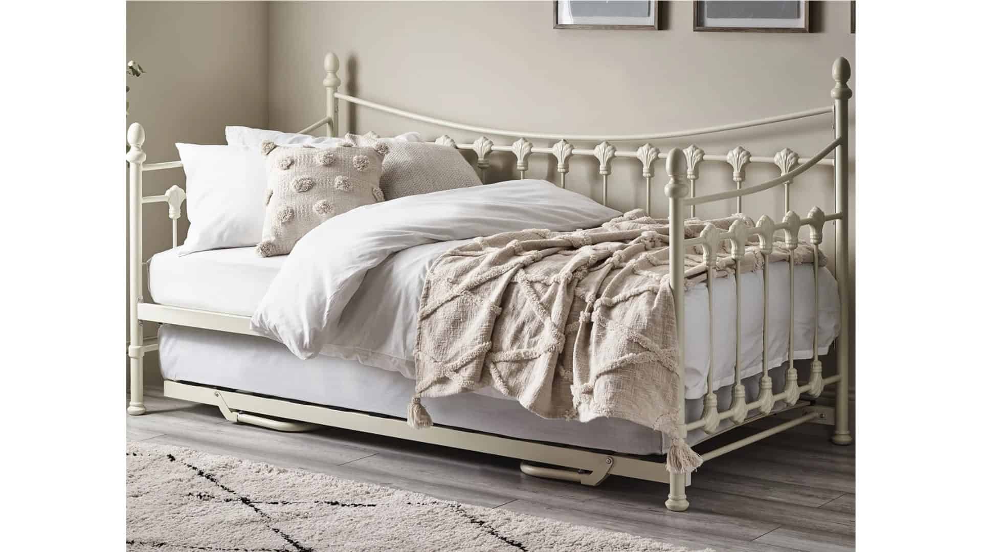 3ft Louis Day Bed with Trundle – Eggshell White