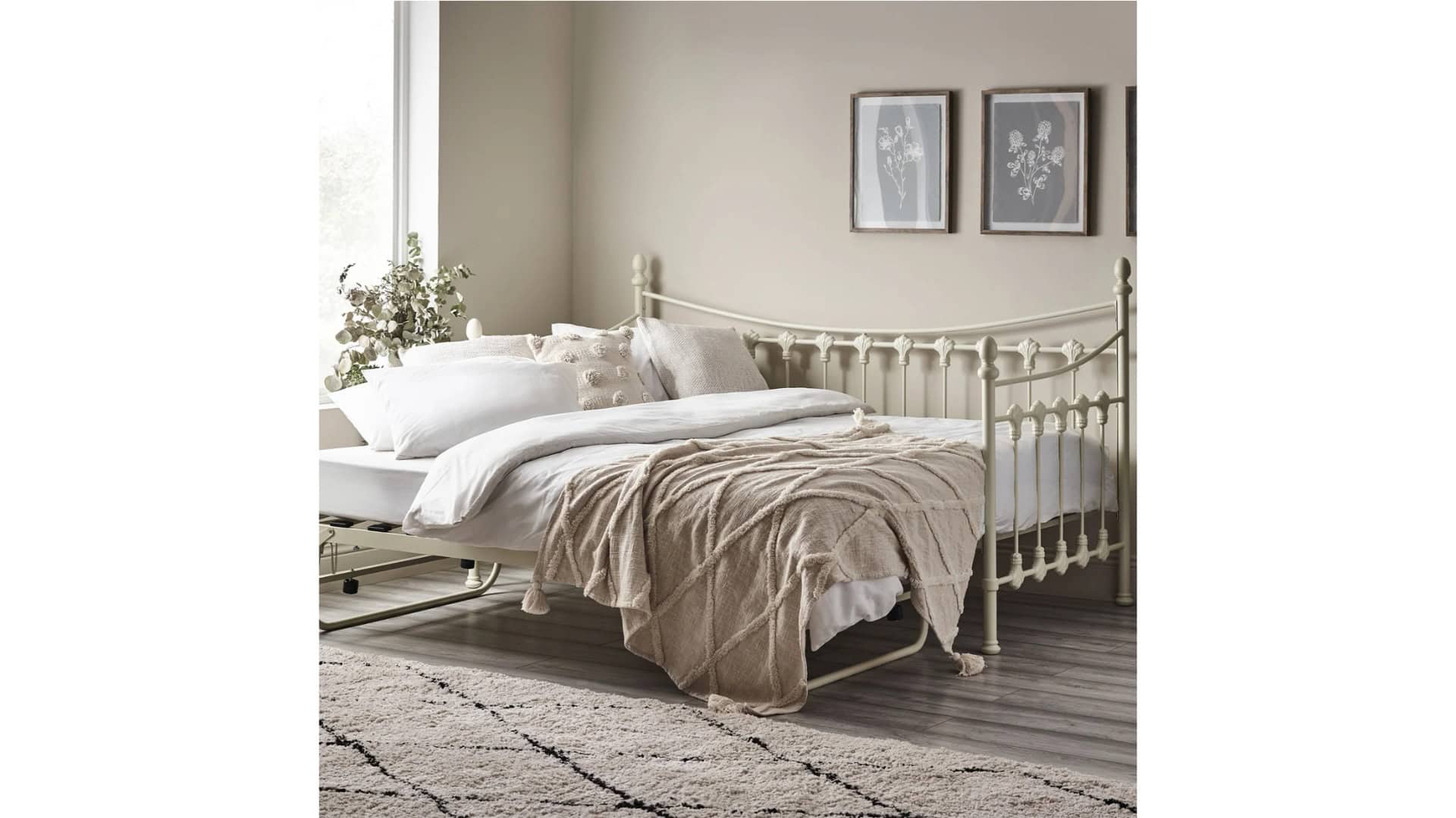 3ft Louis Day Bed with Trundle - Eggshell White - Image 2