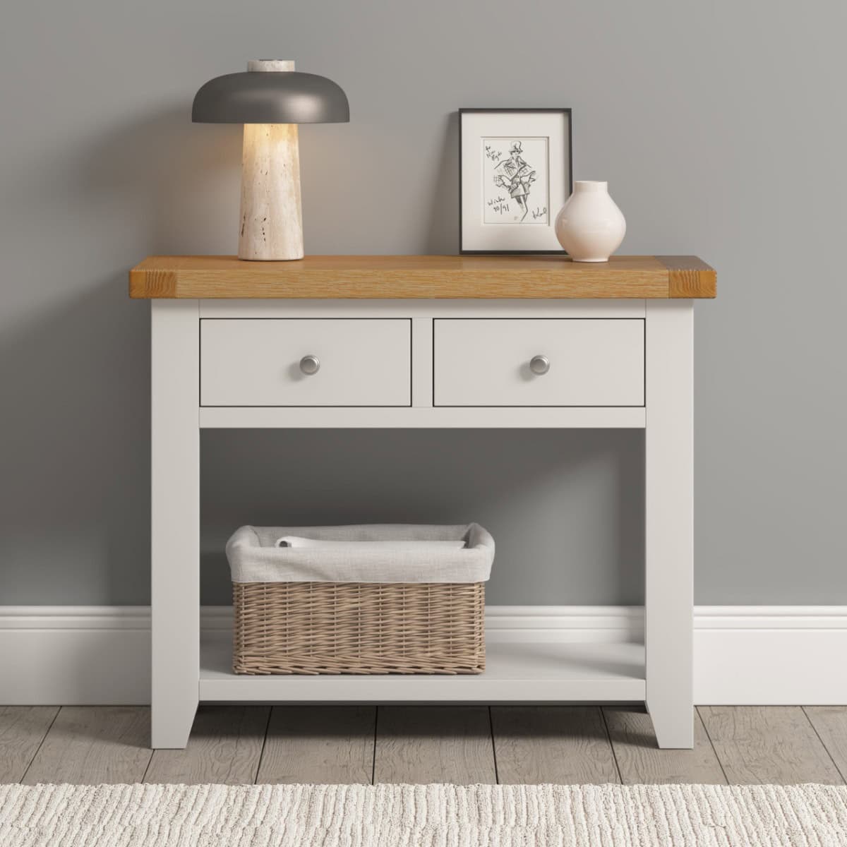 Windsor 2 Drawer Console Table – Ivory & Oak