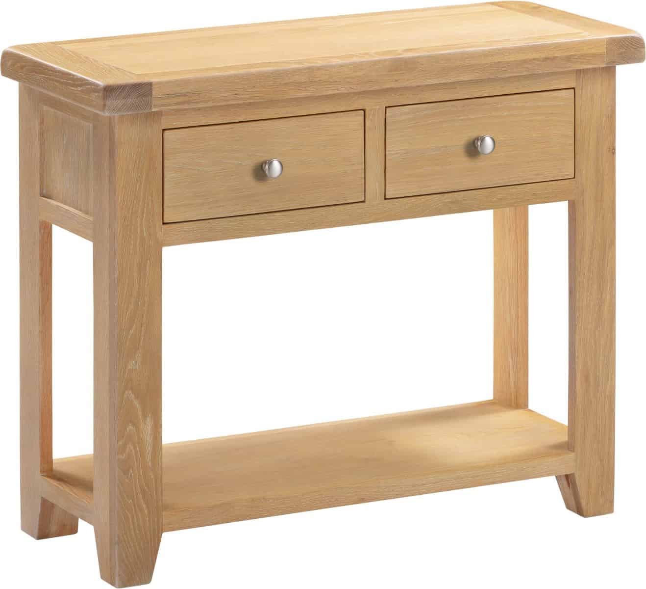 Windsor 2 Drawer Console Table - Natural Oak - Image 2