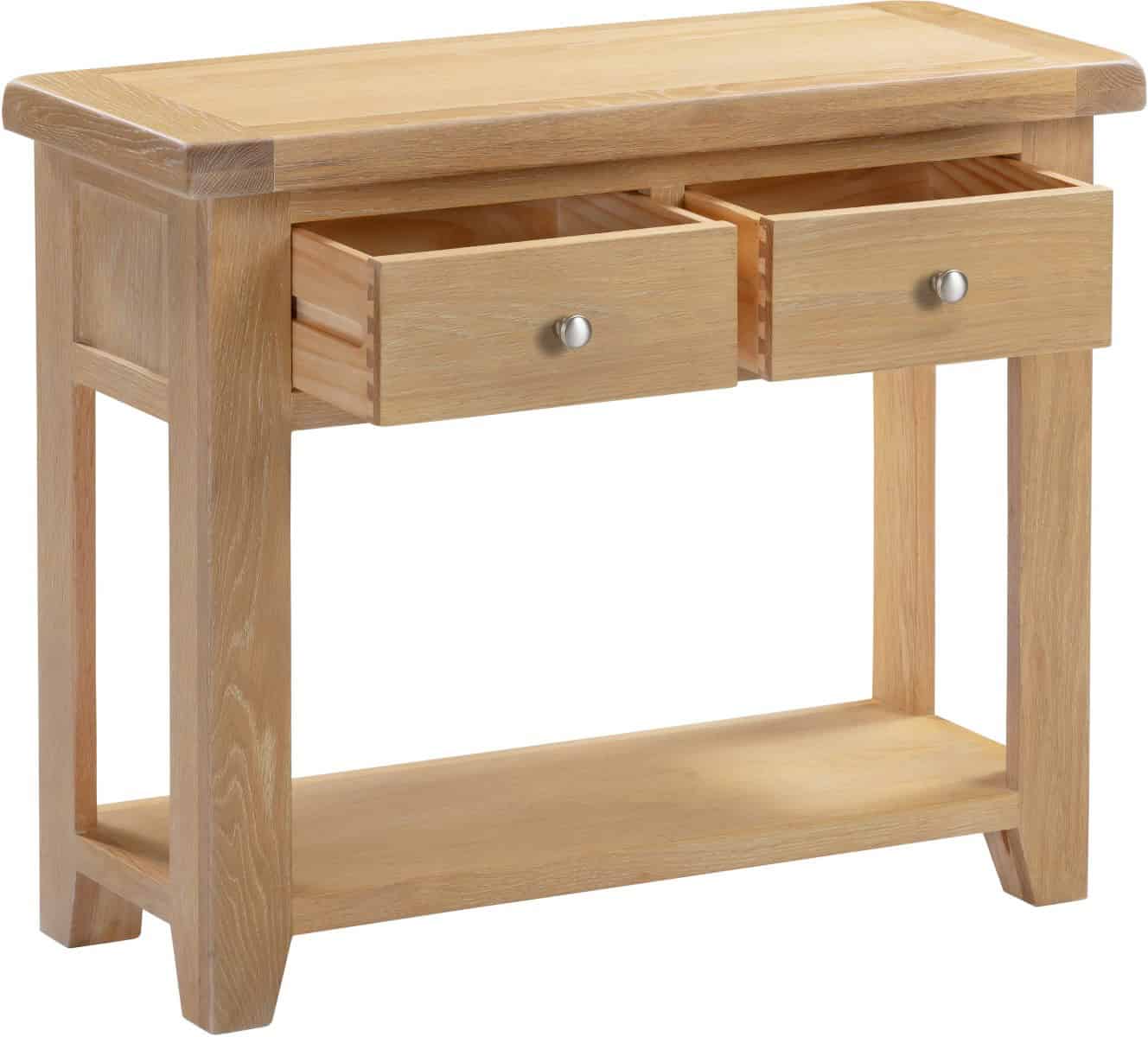 Windsor 2 Drawer Console Table - Natural Oak - Image 4