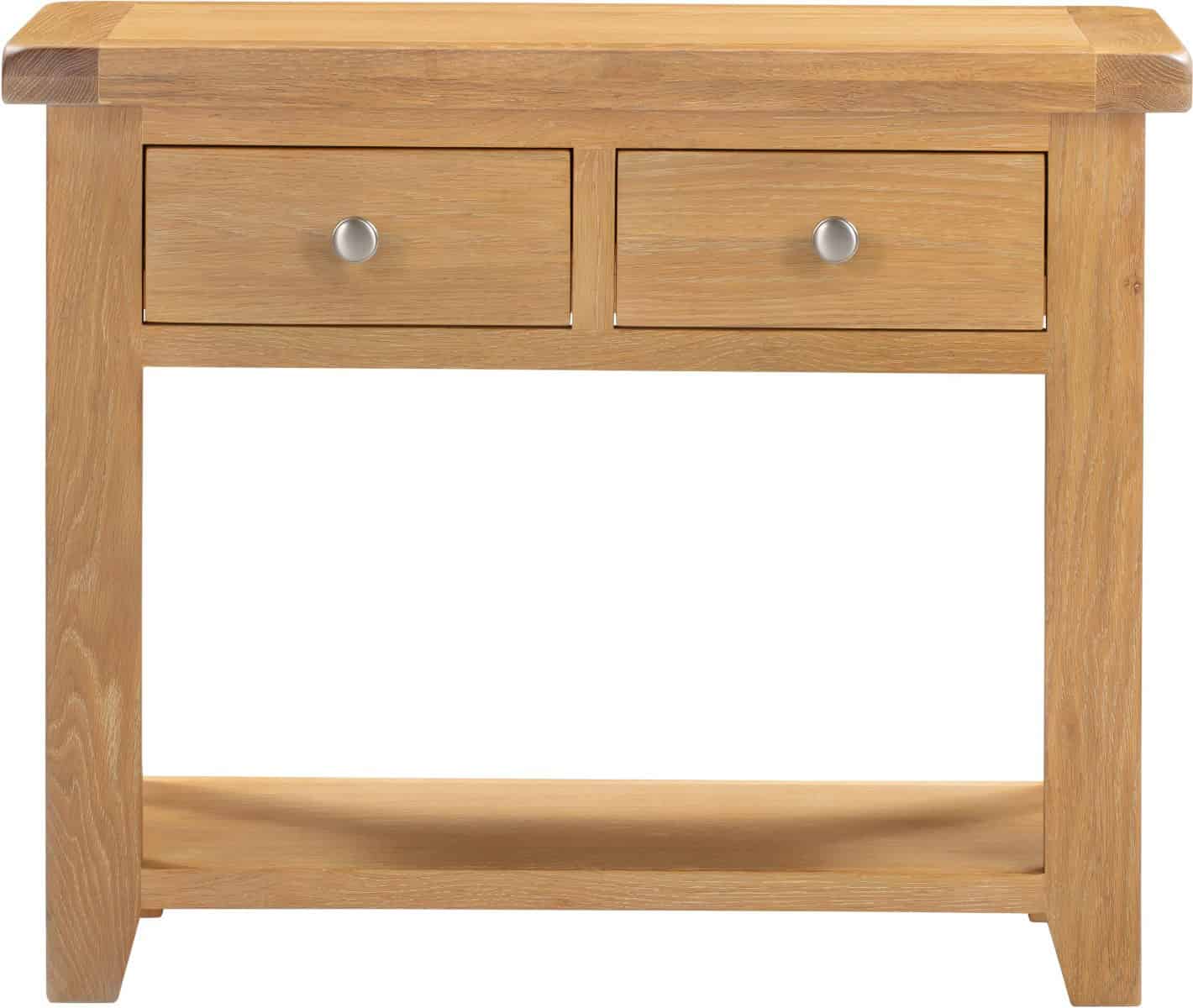 Windsor 2 Drawer Console Table - Natural Oak - Image 3