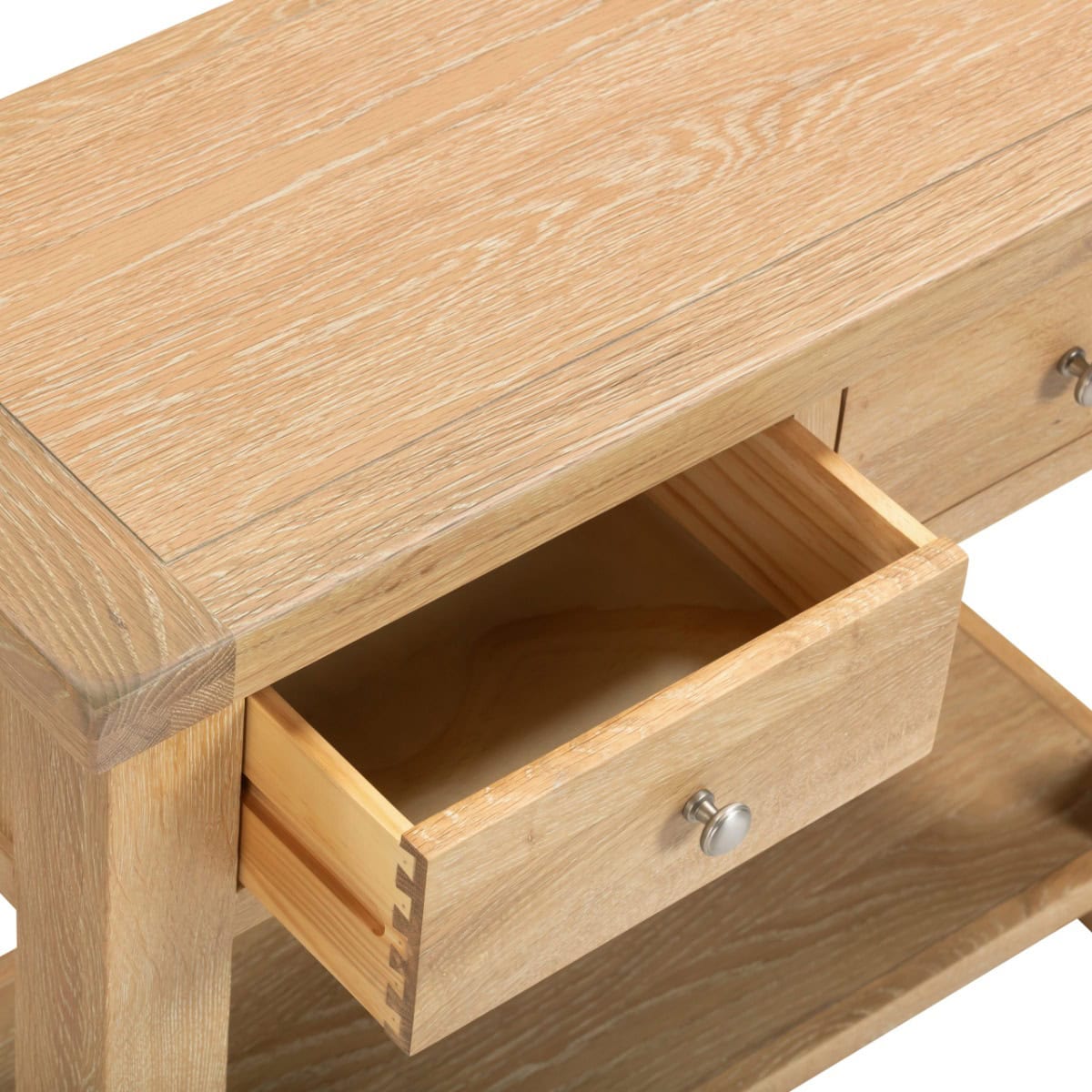 Windsor 2 Drawer Console Table - Natural Oak - Image 6