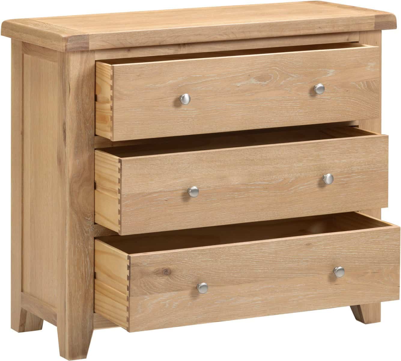 Windsor 3 Drawer Chest - Natural Oak - Image 4