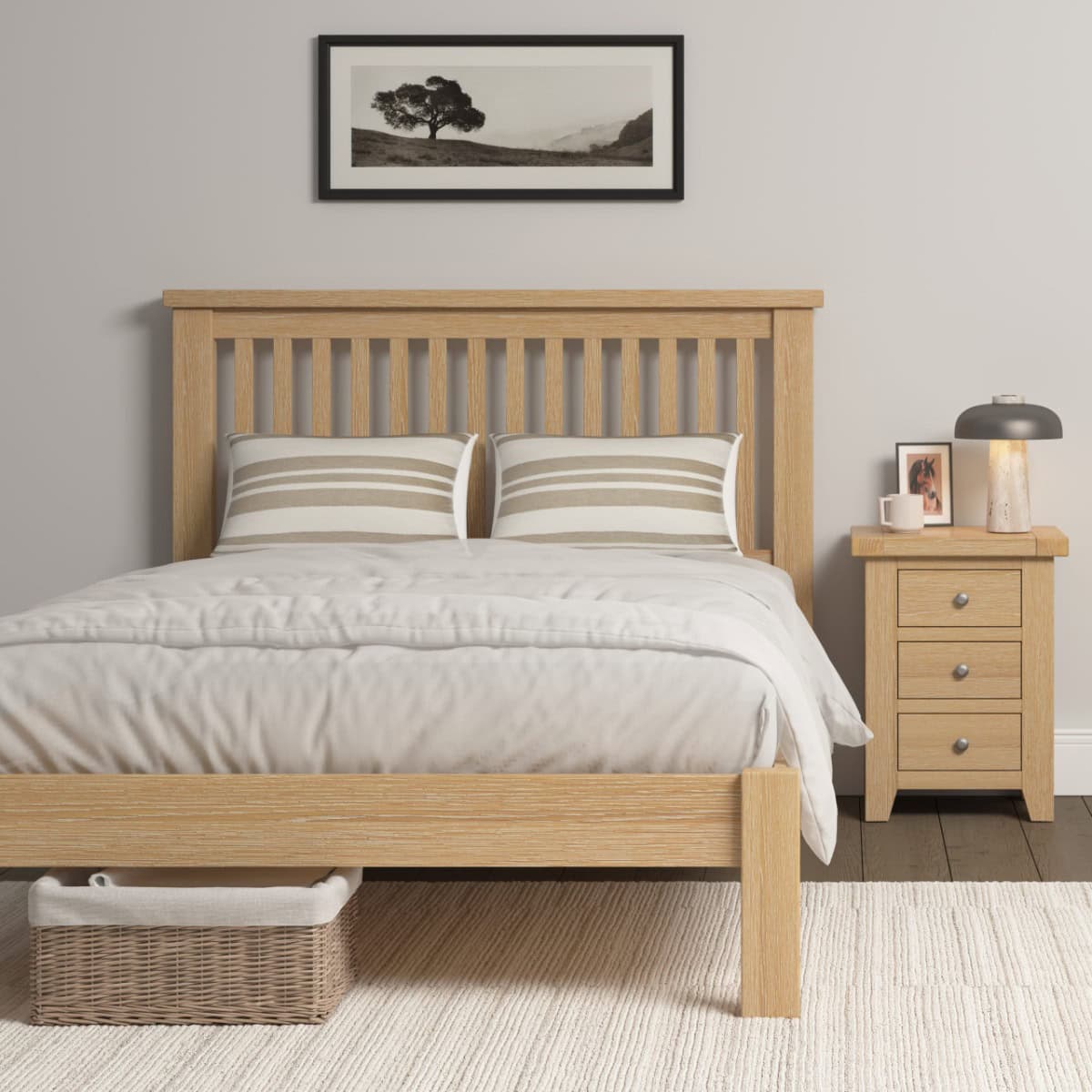 Windsor 4ft6 Low End Bedframe – Natural Oak