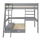 Kids Avenue Estella Grey Highsleeper with Desk, Storage and Silver Sofa Bed - Image 3