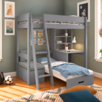 Kids Avenue Estella Grey Highsleeper with Desk, Storage and Silver Sofa Bed - Image 2
