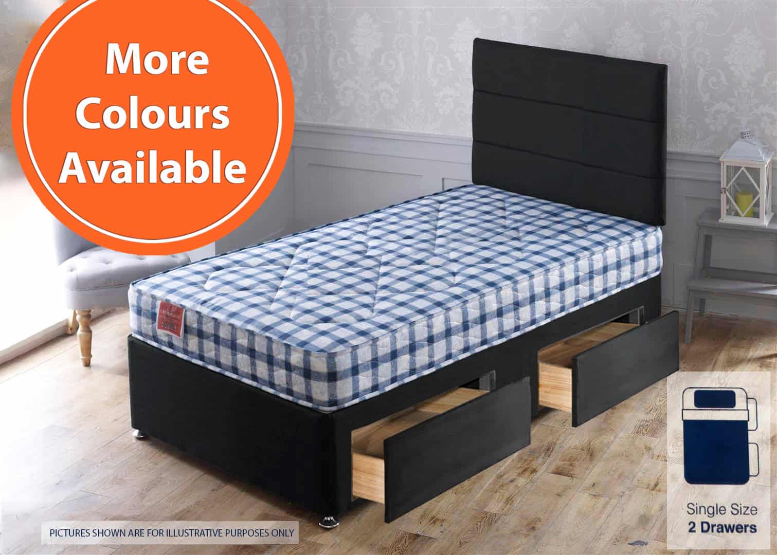 Apollo 2ft6 Acetate 2 Drawer Bed