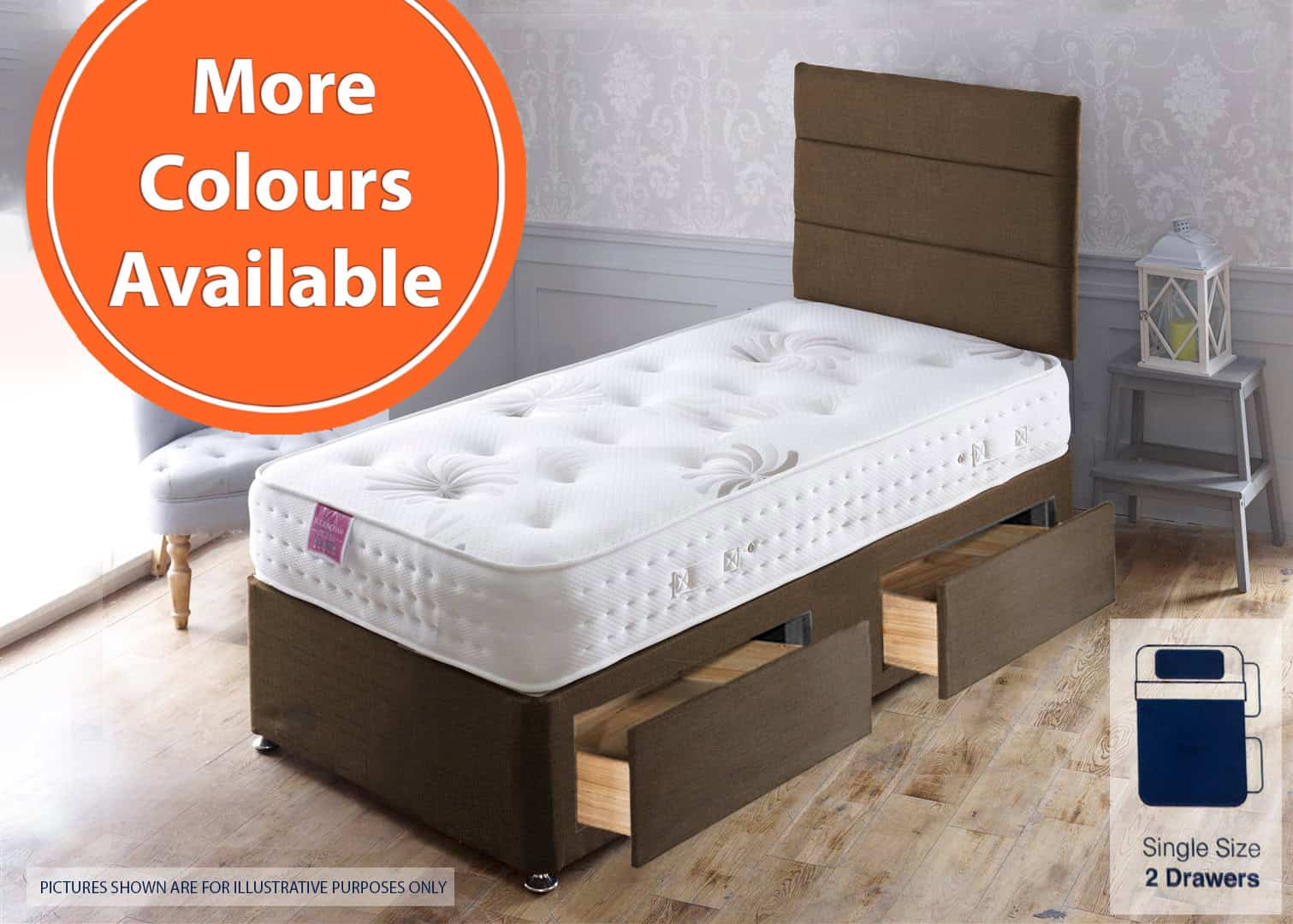 Apollo 2ft6 Buckingham 2 Drawer Bed