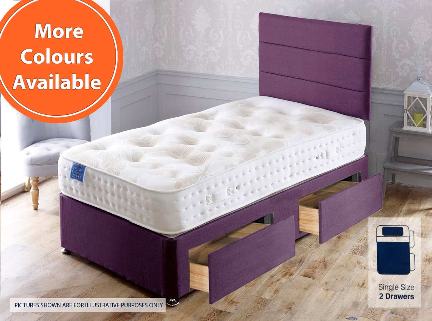 Apollo 2ft6 Chelsea 2 Drawer Bed