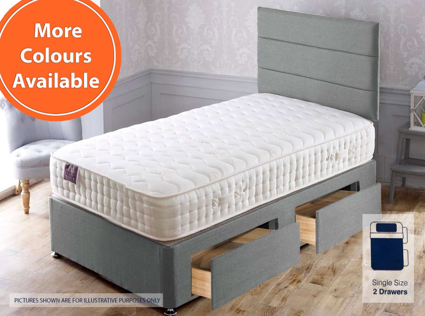 Apollo 2ft6 Dual Memory 2 Drawer Bed