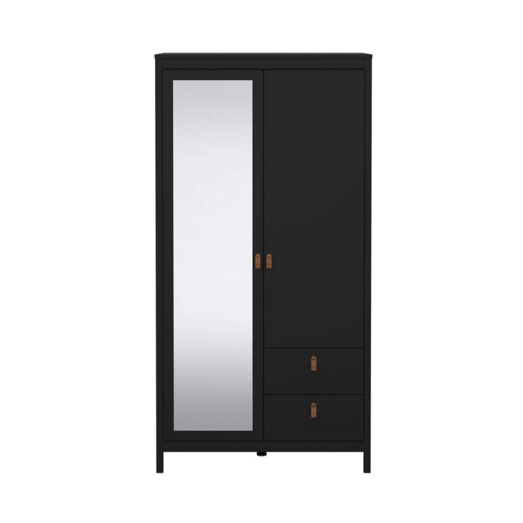 Madrid 2 Door Mirrored Wardrobe - Black