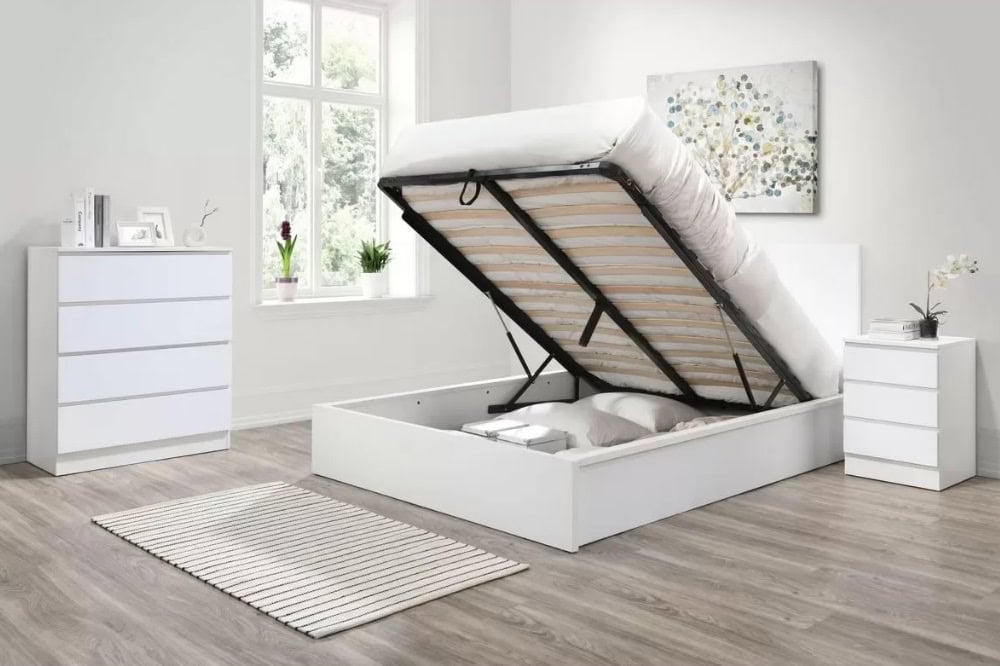 4ft6 Oslo Ottoman Bedframe – White