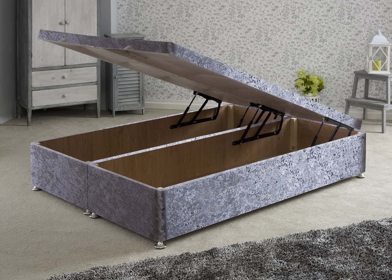 Apollo 4ft6 Glitz Grey Front Opening Ottoman Base | Buy Online | Beds.ie