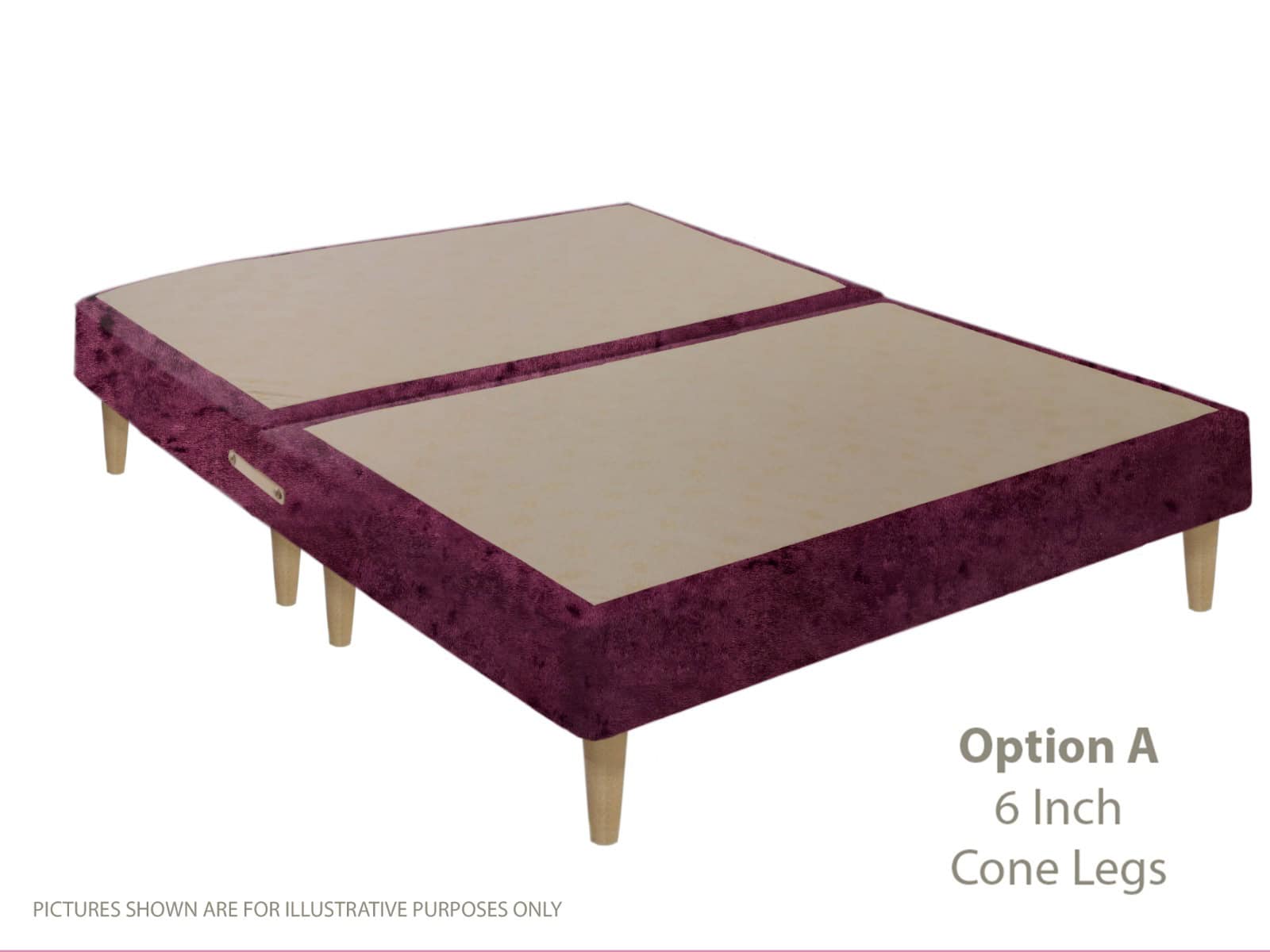 Apollo 4ft6 Glitz Purple Shallow Divan Base on Legs | Buy Online | Beds.ie