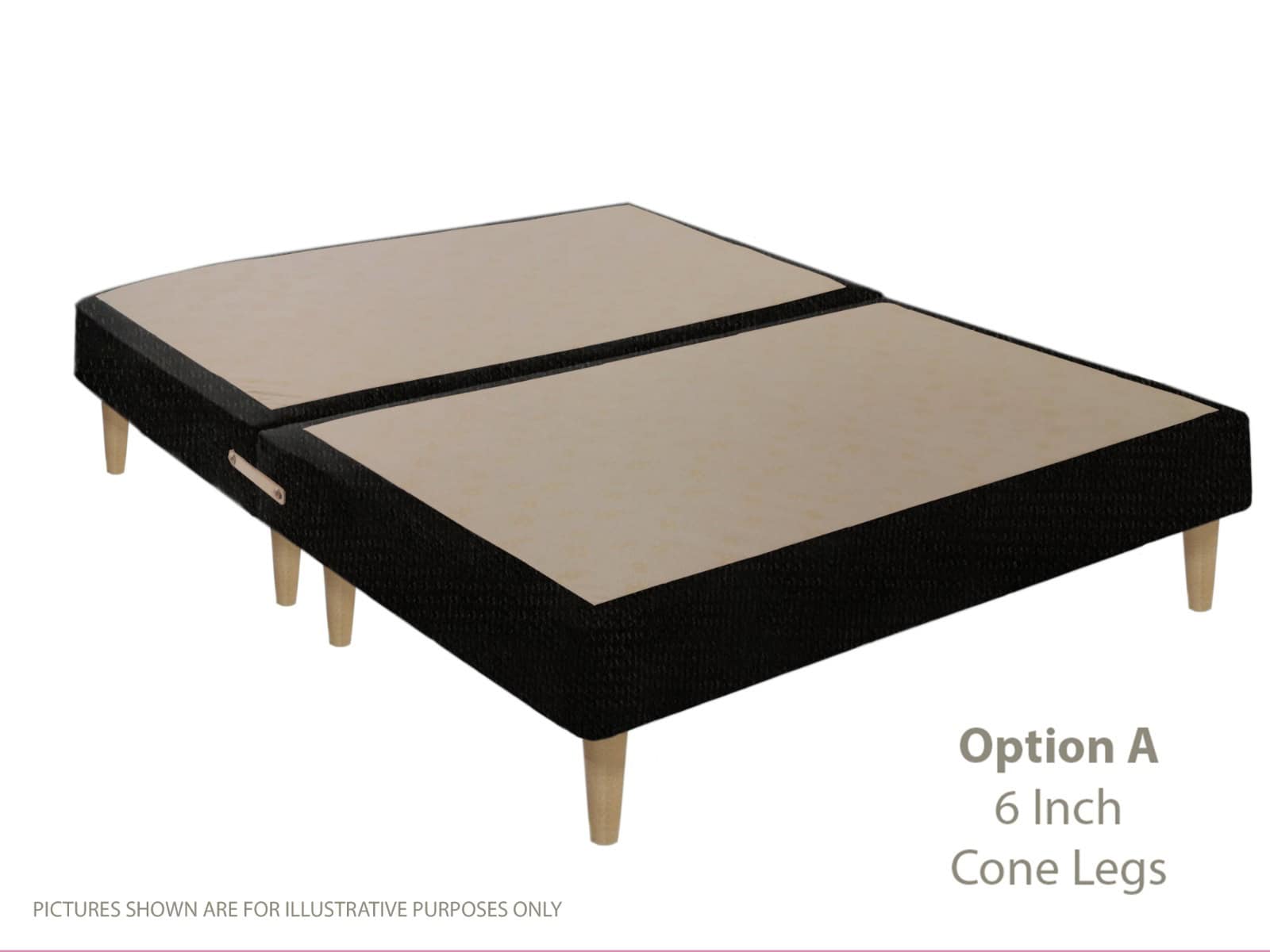 Apollo 4ft6 Black Shallow Divan Base on Legs