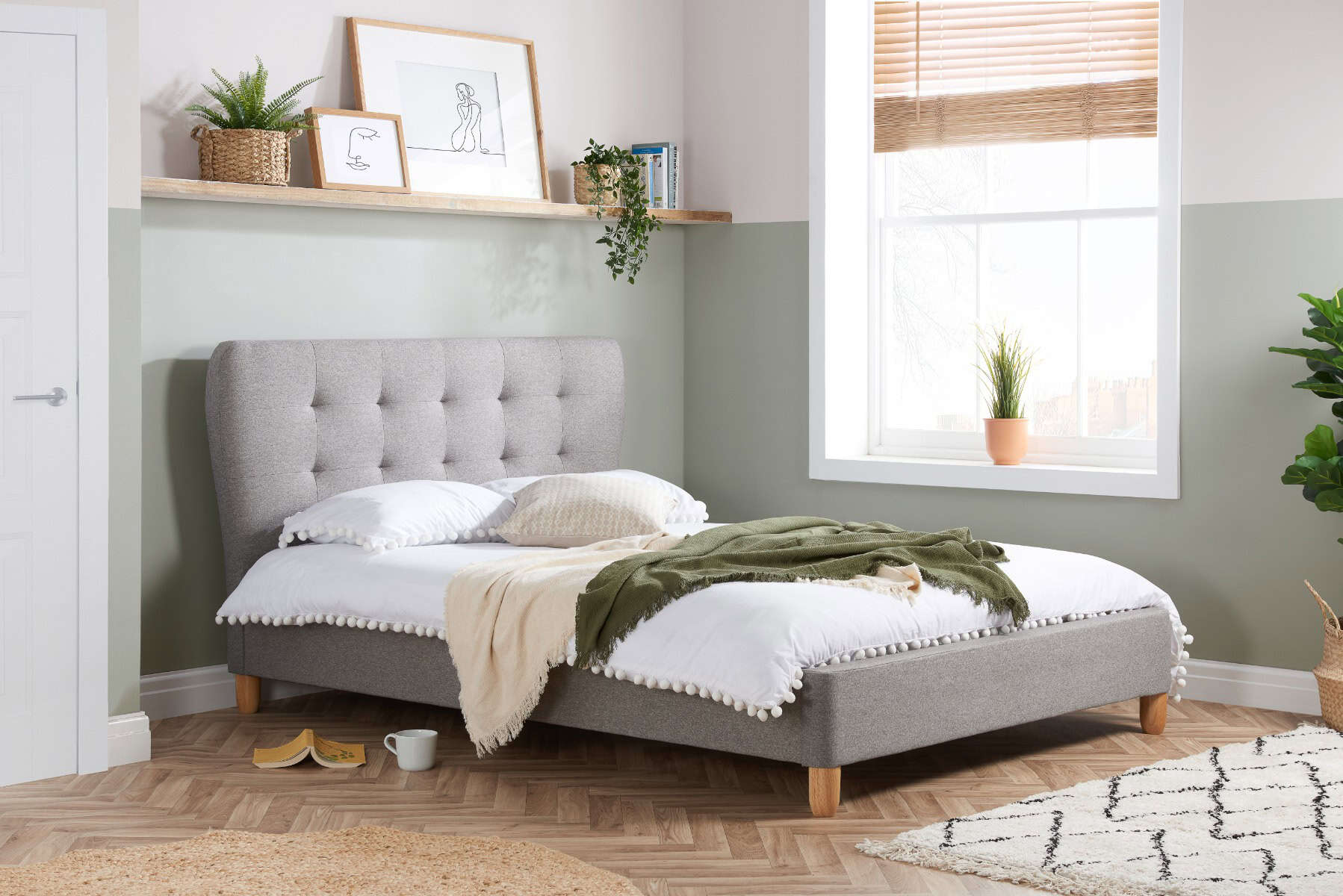 4ft Stockholm Bedframe – Grey Fabric
