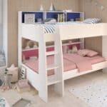 Parisot White Tam Tam Bunk Bed with Pink/Blue Shelves - Image 1