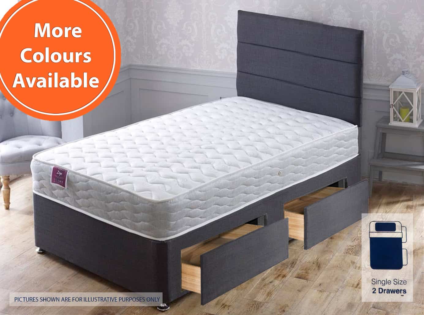 Apollo 2ft6 Zoya 2 Drawer Bed