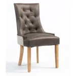 Jenna Two Tone Dining Chair - Nutmeg PU & Natural Chenille - Image 1