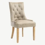 Jenna Two Tone Dining Chair - Mink PU & Natural Chenille - Image 1