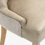 Jenna Two Tone Dining Chair - Mink PU & Natural Chenille - Image 2