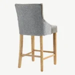 Jenna Two Tone Bar Stool - Steel PU & Grey Chenille - Image 3